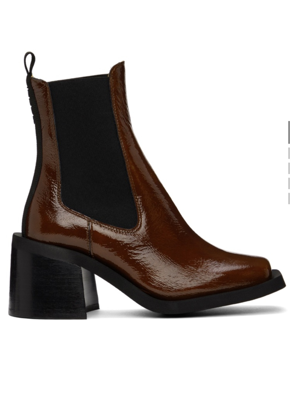 Ganni Square Toe Burgundy Ankle Boots